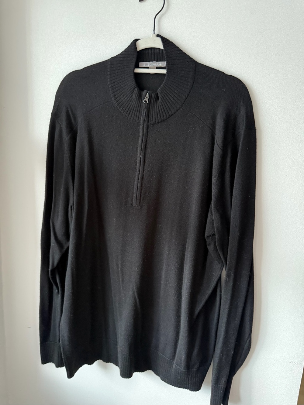 Smartwool Men's Black Half-Zip Ribbed Mock Neck Sweater